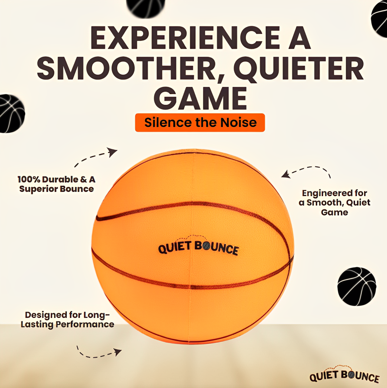 QBounce silent basketball comparison graphic